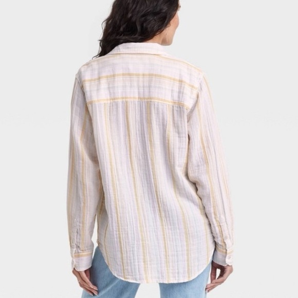 Universal Thread Gauzy Cotton Cover Up Button Down Shirt Size M - Picture 9 of 9